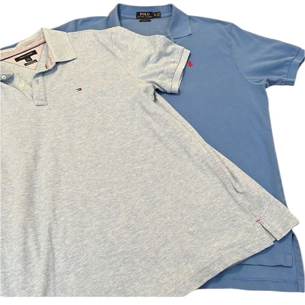 1 Tommy Hilfiger lt blue & 1 Lauren Ralph Lauren med blue szXL polo shirt GUC